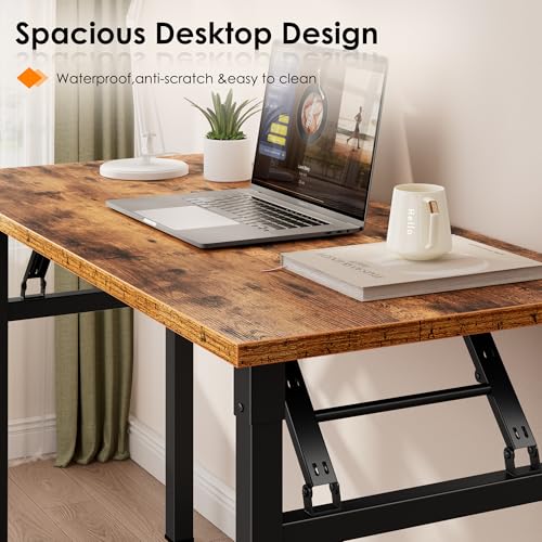 Need Small Folding Computer Desk, 35.8 Inch Writing Table, Rustic Brown - color: Rustic Brown, size: 35.8 inches