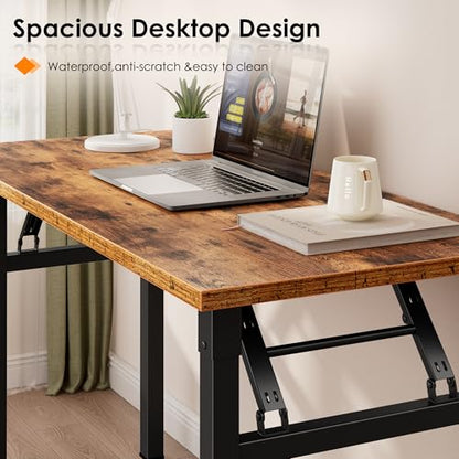 Need Small Folding Computer Desk, 35.8 Inch Writing Table, Rustic Brown - color: Rustic Brown, size: 35.8 inches