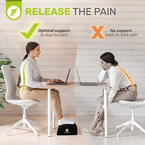 ErgoFoam Tall Foot Rest Premium Velvet Large Soft Foam Footrest for Back, Lumbar, Knee Pain | Rocker Foot Stool (Black) - size: Tall