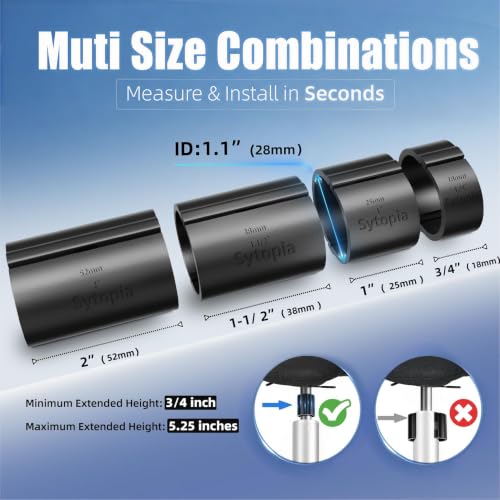 Office Chair Cylinder Replacement - Sytopia Fix Sinking Office Chairs, 4 Pieces Clamps Prevent Office Chair Cylinder from Sinking, up to 5 Inches, No Tools required, Only fits 28mm Piston