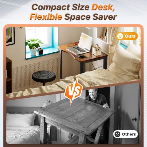 Huuger Folding Desk for Small Spaces, 23.6 Inch Foldable Computer Table - color: Rustic Brown, size: 16.5"D x 23.6"W