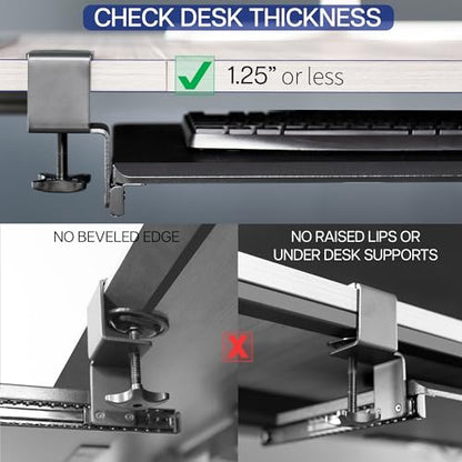 VIVO Large Under Desk Keyboard Tray with RGB LED Light Mouse Pad, C-clamp Mount, 27 (33 Including Clamps) x 11 inch Slide-Out Platform Computer Drawer for Typing, Black, MOUNT-KB05P