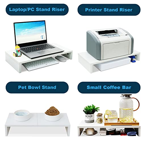 TEAMIX 20 inch White Monitor Stand Riser, Wood Desktop Computer Stand - color: White, size: 20 inch