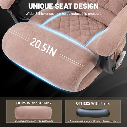 Massage Office Chair with Foot Rest,6 Points Vibration & Heat Executive Office Chairs for Heavy People,500LBS Big and Tall Office Chair,Ergonomic Reclining Desk Chair, PinkCloth - color: Pink, size: 6 Point Vibration