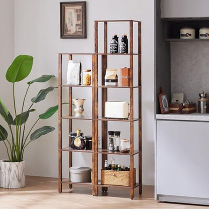 YUFAM 6 Tier Tall Skinny Bookshelf, Narrow Bookcase, Wooden Shelf, Brown - color: Brown, size: 6-Tier
