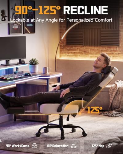 GTPLAYER Big & Tall Gaming Chair, Wide Seat with Footrest, New Black - color: 11 New Black