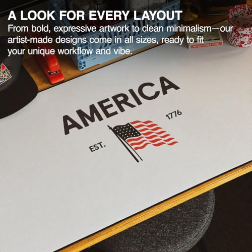 America 1776 Gaming Desk Pad, 36" x 17" Duraglyde Fabric Desk Mat | Western, Durable Surface, Non-Slip, Washable Fabric, Smooth Glide, Stable Grip, Large Keyboard and Mouse Pad for Everyday Use - color: America 1776