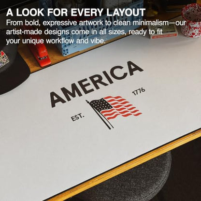 America 1776 Gaming Desk Pad, 36" x 17" Duraglyde Fabric Desk Mat | Western, Durable Surface, Non-Slip, Washable Fabric, Smooth Glide, Stable Grip, Large Keyboard and Mouse Pad for Everyday Use - color: America 1776