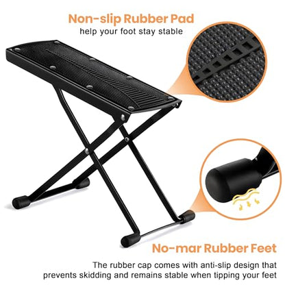 ZtohPyo Foldable Foot Rest, 6-Height Adjustable Spa Foot Stand, Non-Slip Sturdy Foot Care Stand for Easy Home Pedicures, Beauty Pedicure Stool Tool - color: Black