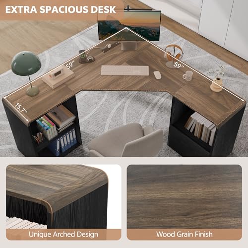59'' Reversible L-Shaped Computer Desk, Black