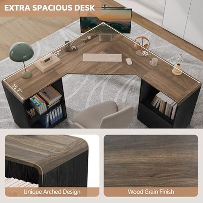 59'' Reversible L-Shaped Computer Desk, Black