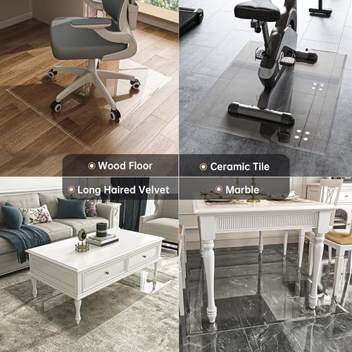 [Tempered Glass] 36“ x 36” Beveled Edge Glass Chair Mat with Polished Edge Clear Office Chair Mat, Glides Smoothly, Suitable for Carpet or Hardwood Floors - size: 36“x36”