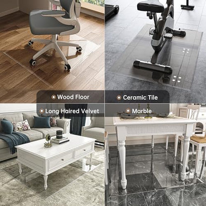 [Tempered Glass] 36“ x 36” Beveled Edge Glass Chair Mat with Polished Edge Clear Office Chair Mat, Glides Smoothly, Suitable for Carpet or Hardwood Floors - size: 36“x36”