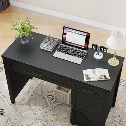 Vabches Farmhouse 47" Executive Desk with Drawers, Pure Black - color: Pure Black, size: 47"W