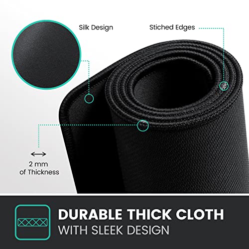 Perixx DX-1000XL Waterproof Gaming Mouse Pad with Stitched Edge - Non-Slip Rubber Base Design for Laptop or Desktop Computer - XL Size 15.75 x 12.6 x 0.12 Inches, black - size: 15.8L x 12.6W inches