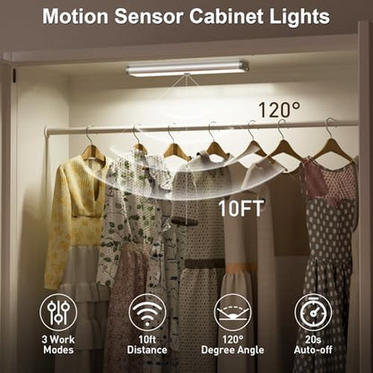 Under Cabinet Lighting Wireless,58 LED Motion Sensor Light Indoor Night Lights with Remote,Rechargeable RGB Under Cabinet Lights Bar,Dimmable Under Counter Lighting for Kitchen,Shelf(3Pack) - size: 3 Pack