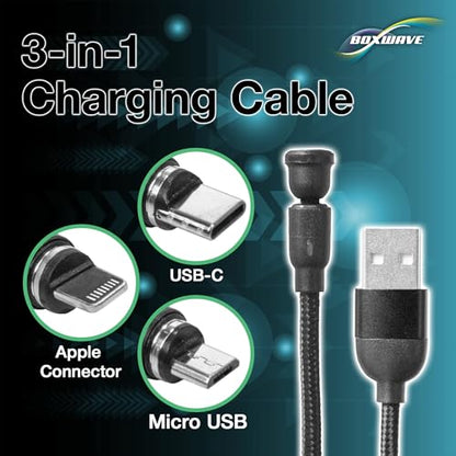 BoxWave Cable Compatible with Logitech Spotlight Presentation Remote - MagnetoSnap AllCharge Cable, Magnet Charging Cable USB Type-C Micro USB - Jet Black