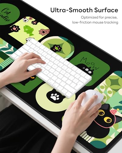 Mouse Pad 31.5x15.7in Large Desk Mat Non-Slip for Office - color: Cute Kitty, size: 31.5" x 15.7"