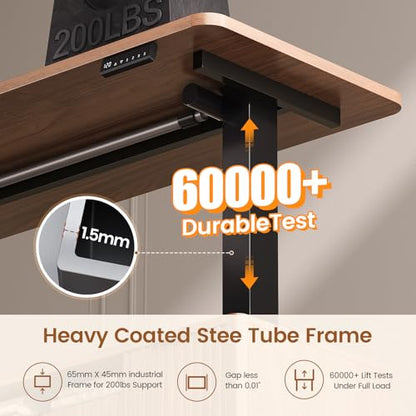 SEDETA Fluted L Shaped Executive Electric Standing Desk with 4 Drawers | 69" x 55" Height Adjustable Office Desk with Storage Shelves, Power Outlet, Sit Stand Computer Desk, Brown - color: Brown