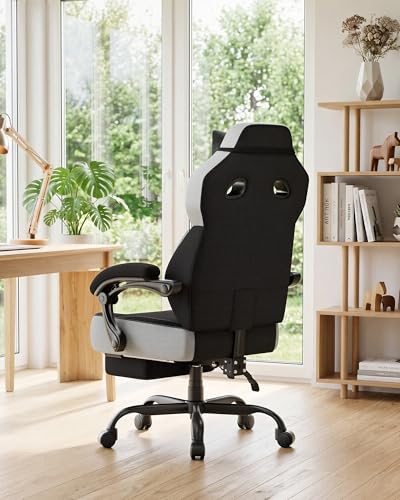 GTPLAYER Big & Tall Gaming Chair, Wide Seat with Footrest, Black & Gray - color: 02 Black & Gray