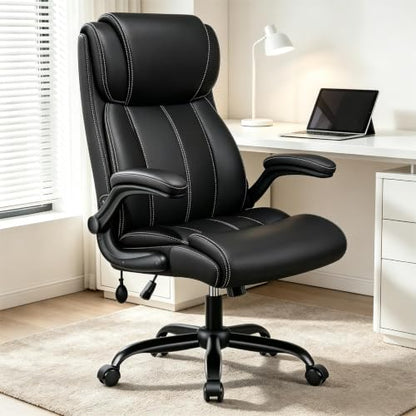 Ergonomic High Back Office Chair with Inflatable Lumbar Support - color: Black