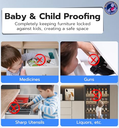Smart Cabinet Lock, Hidden Baby Proofing Child Proof Drawer Locks - color: White