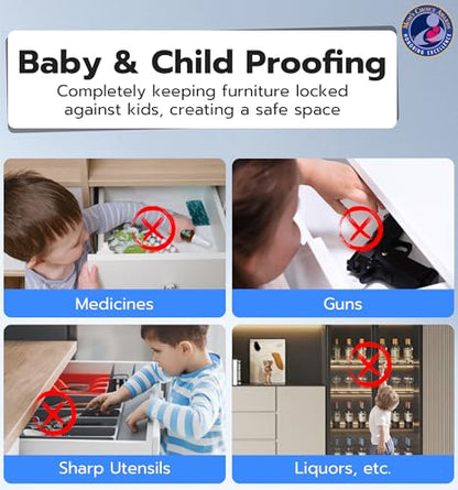 Smart Cabinet Lock, Hidden Baby Proofing Child Proof Drawer Locks - color: White