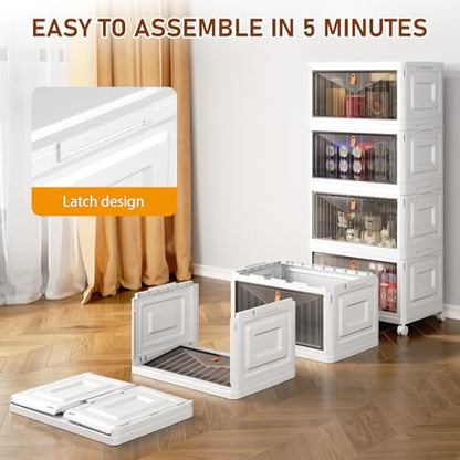 Wise Oannes Closet Organizers and storage, Storage cabinet with Wheels | Stackable Storage Bins with Wheels，Collapsible and Folds flat design to saves space, , Great for home, office, or garage