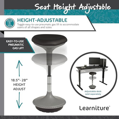 Learniture Adjustable Height Active Learning Stool for Office Desks and Classrooms, Foam-Padded Backless Wobble Stool with Rocking Motion, Black - color: Black