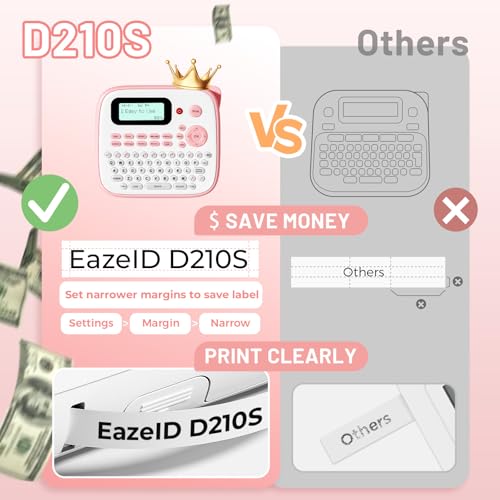 D210S Pink Label Maker Machine with-Tape, Portable Kids Label Maker - color: Pink
