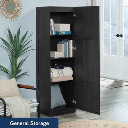 Sauder Miscellaneous Tall Storage Cabinet, Kitchen Pantry, Single Door with Adjustable Shelves, Raven Oak Finish - color: Raven Oak