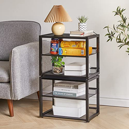 YMYNY 3 Tiers Desktop Printer Stand,17.32 x 13.78 x 11.02 in Black,UHPT001B