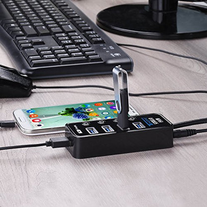 Tendak USB Hub with 4 USB 3.0 Data Ports + 1 USB Smart Charging Port