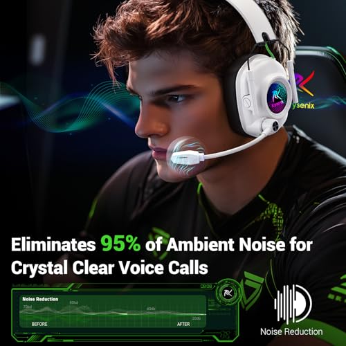 Krysenix Xbox Wireless Gaming Headset with Noise Canceling Microphone-White - color: White