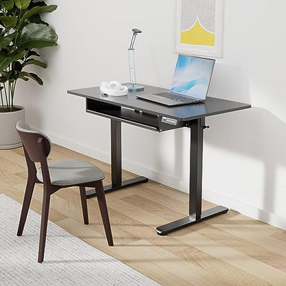 ErGear Electric Standing Desk with Full Size Keyboard Tray, Adjustable Height Sit Stand Up Desk, Home Office Desk Computer Workstation, 48x24 Inches, Black - color: Black, size: 48" X 24"