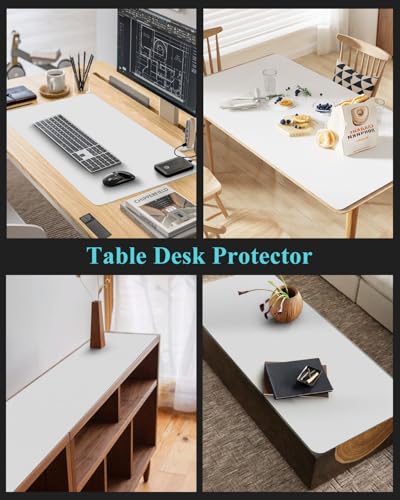 Pure White Plastic Table Cover Protector, 36" x 60" PVC Desk Pad Mat - color: White, size: 36" x 60"