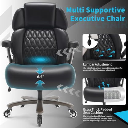 Big and Tall Office Chair 700lbs, Ergonomic High Back Computer Desk Chair - color: Black