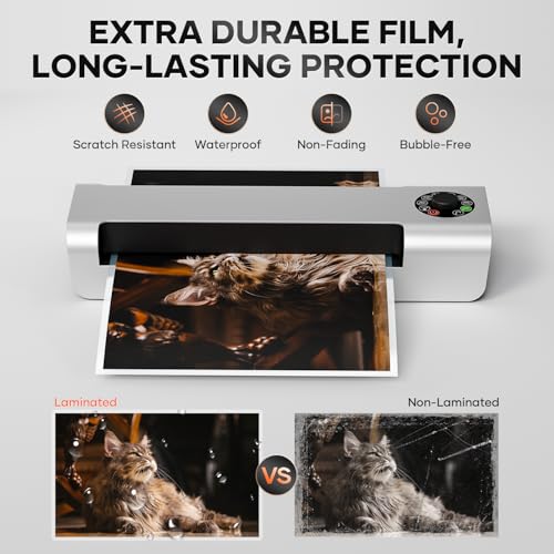 Crenova 13" 4-Roller Laminator Machine, 7 Pouch Thickness Options, 3-10 Mil | Thermal & Cold Dual Mode, Anti-Jam Technology, Auto Shutoff, Fast 55s Warm-Up, Includes 10 Laminating Sheets