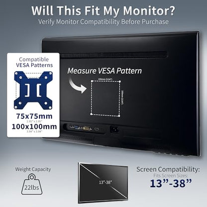 VIVO Dual LED LCD Monitor Free-Standing Desk Stand - color: Black, size: 13" - 38" screens
