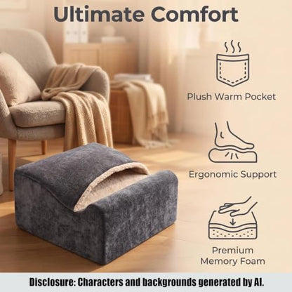 Keep Warm Foot Stool Foot Rest for Under Desk At Work | Office Footrest with Warm Feet Pocket,Ergonomic Under Deskfoot stool Stool for Office Chair & Back &Pain Relief, Dark gray+ - color: Dark Gray+
