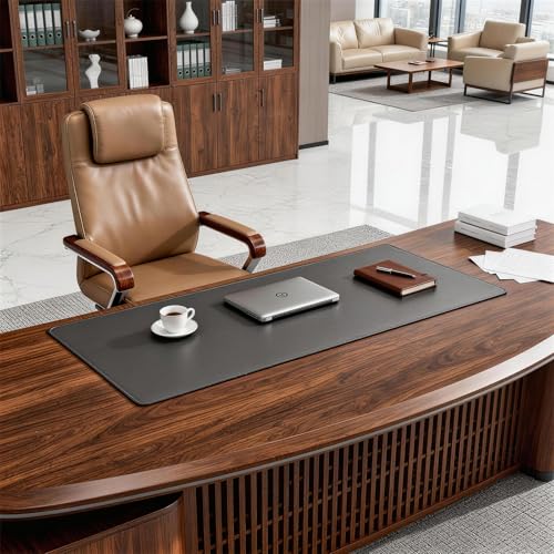 POCHAR Vegan Leather Desk Mat 31" x 16" - Desk Pad Protector for Desktop - color: Gray