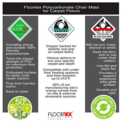 Ultimat FR1113423LR Polycarb Lip Chair Mat Low/Med Pile Carpets 48X53 - size: 48" x 53"