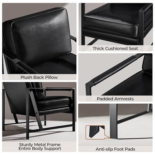 Yaheetech Mid-Century Modern Accent Chairs Set of 2, Black - color: Black, size: Set of 2