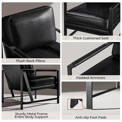 Yaheetech Mid-Century Modern Accent Chairs Set of 2, Black - color: Black, size: Set of 2