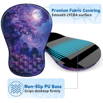 YIWEI Ergonomic Mouse Pad with Wrist Rest for Carpal Tunnel Pain Relief - color: Moonlit Night