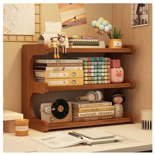 3 Tier Bookshelf for Desktop, Storage Rack, Desktop Organization - color: Brown1