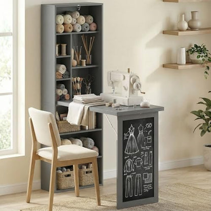 HOMCOM Foldable Desk Wall Mounted Convertible Table for Small Spaces, Gray - color: Charcoal Gray