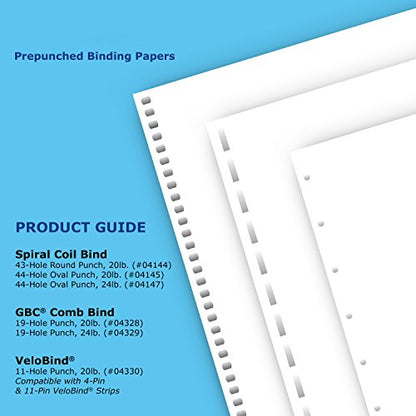 PrintWorks Professional Prepunched Paper, 8.5 x 11, 20 lb, 44-Oval Hole Spiral Coil (4:1 Pitch) Binding Paper, 500 Sheets, White (04145) (Pack of 2) - size: 20 lb (Pack of 2), style: Spiral, 44-Hole