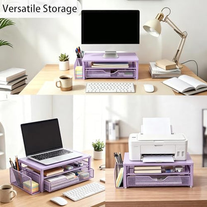 Spacrea Desk Organizers and Accessories, Printer Stand with Storage, Purple - color: Purple Metal