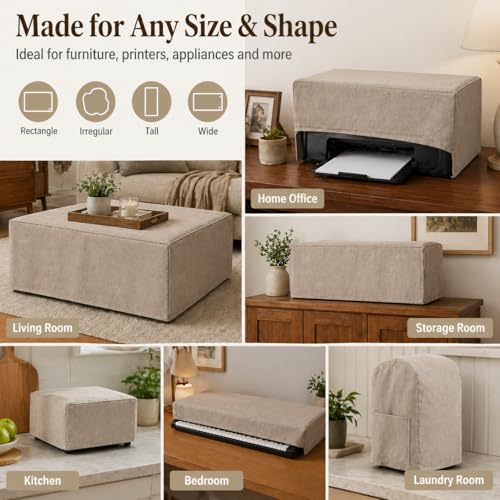 Custom Size Indoor Dust Covers Premium Linen Cotton Fabric Breathable Custom-Fit for Office Printers, Home Appliances, Furniture & American Indoor Daily Use - color: Indoor